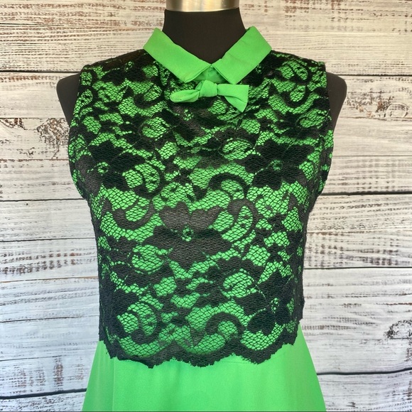 Fabiola Kelly Green/Black Fit & Flare Dress Medium - Picture 2 of 7